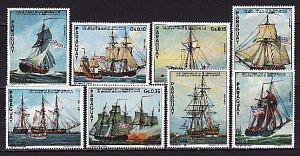 Парагвай, 1975, Парусники, 200 лет США, 8 марок